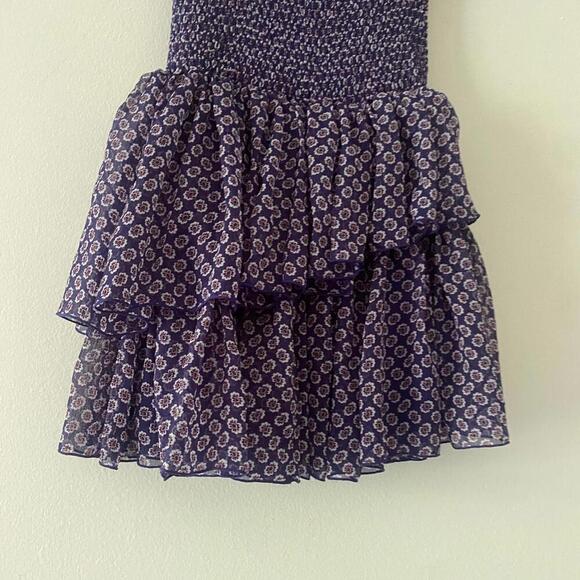 MAJE purple pattern shirred ruffle mini skirt - Picture 2 of 5